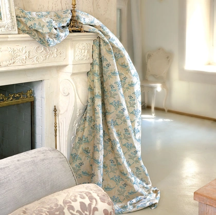 Tenda damascata Classici con fiori azzurri di Acro Texture
