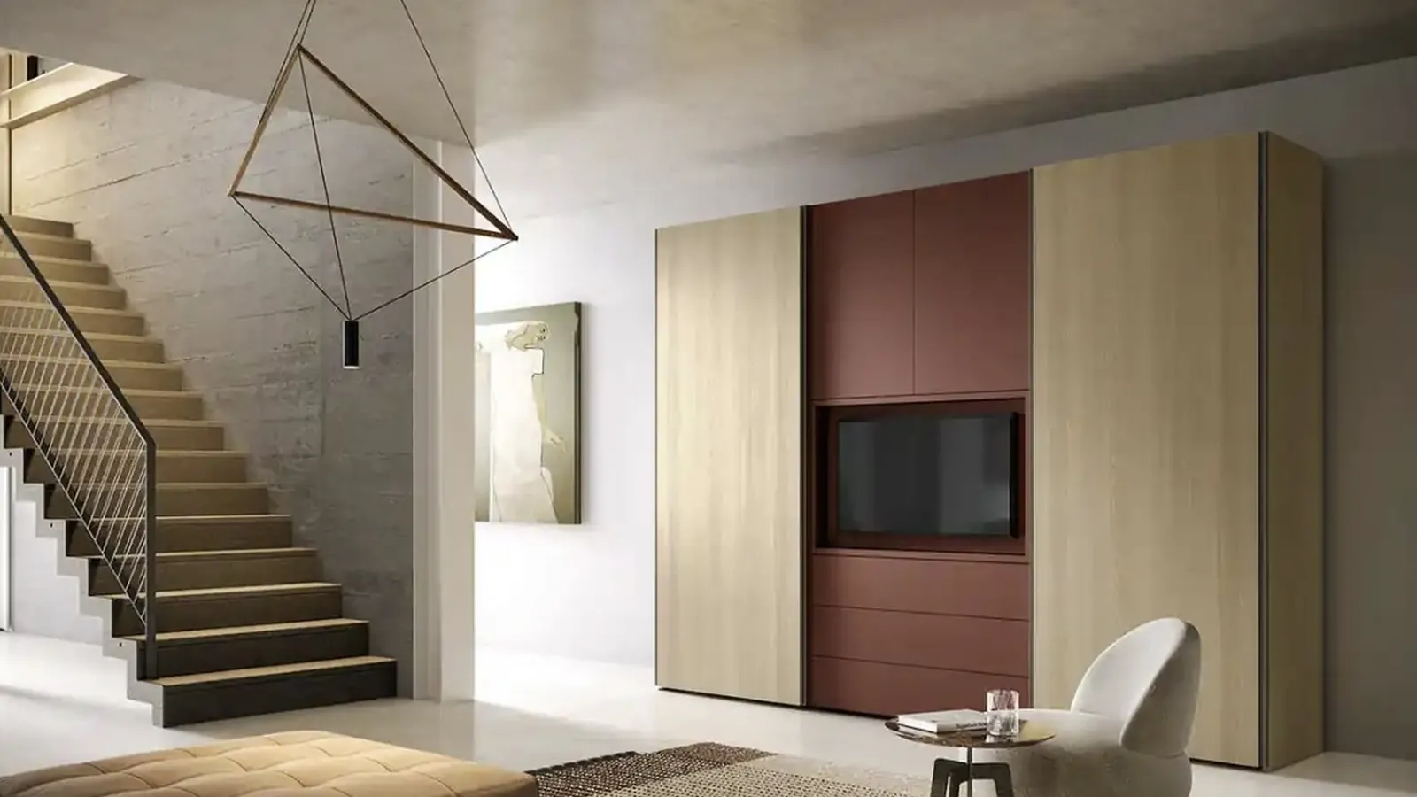 Armadio con ante scorrevoli e a battente Libeccio e Bora C251 di Moretti Compact Giorno Notte