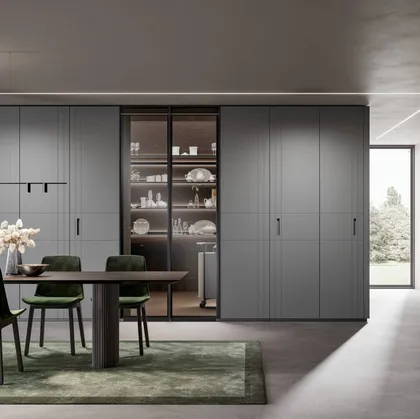 Armadio con ante battenti Linea New in laccato Fumo di Veneran