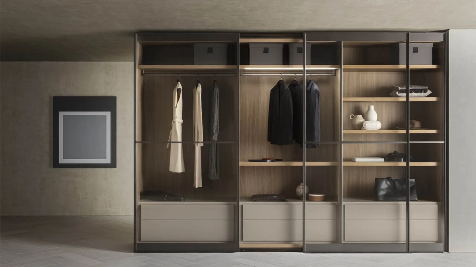 Armadio con ante scorrevoli in vetro Murano di Pianca