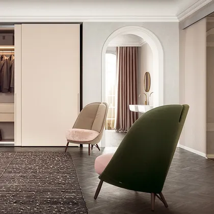 Armadio con ante scorrevoli in laccato lucido Seta Tratto di Pianca