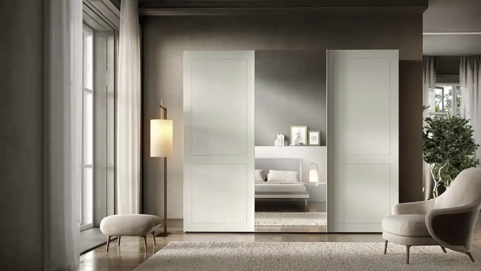 Armadio con ante scorrevoli Zonda e Levante S178 di Moretti Compact Giorno Notte