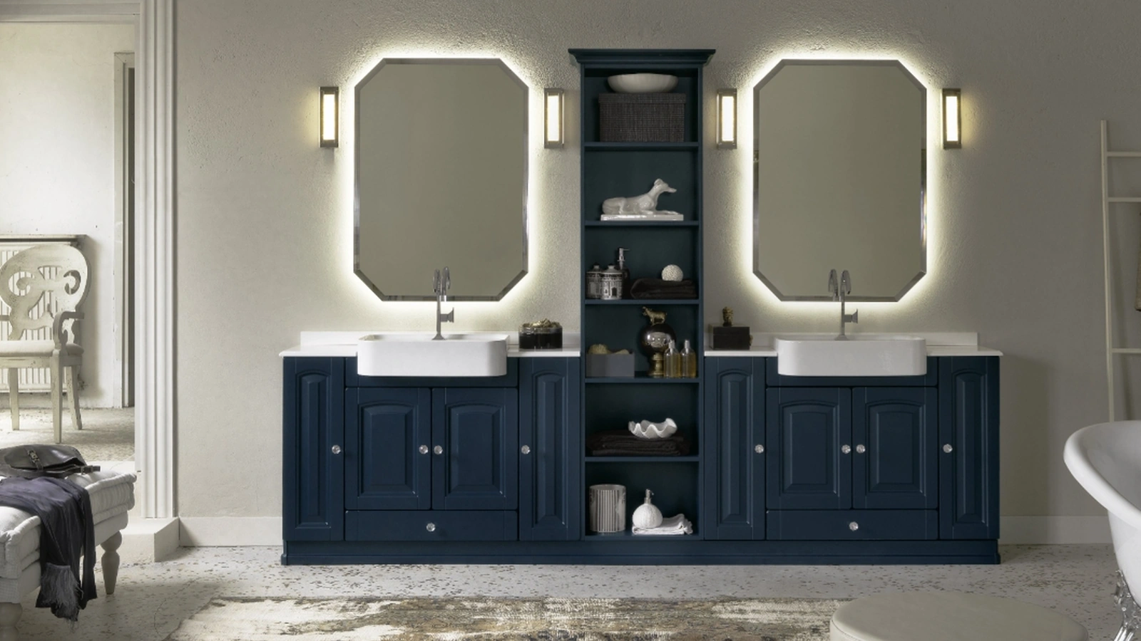 Mobile Bagno da appoggio in laccato opaco con piano in marmo ACANTHIS AC18 di Compab