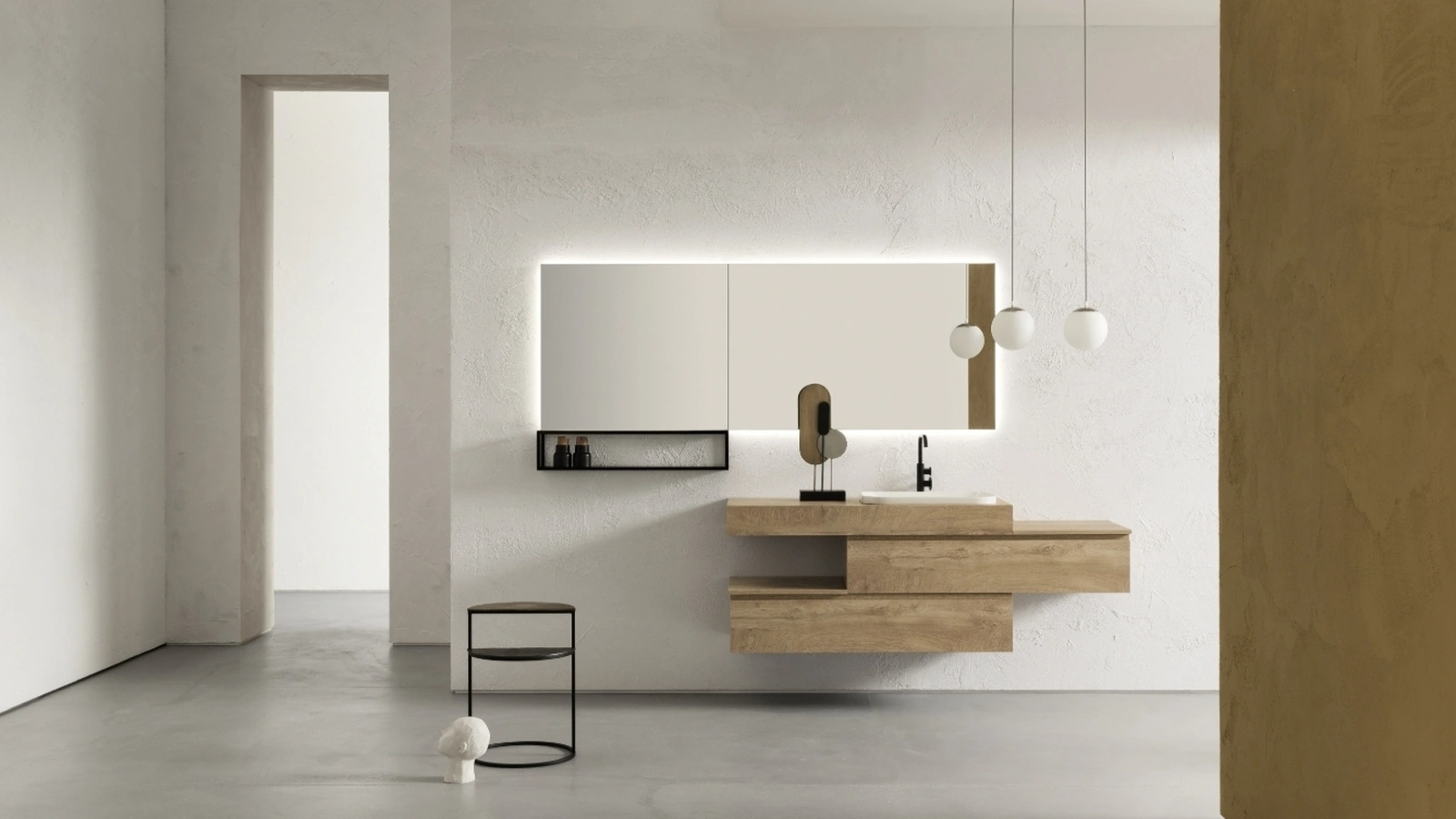 Mobile bagno sospeso in nobilitato effetto legno B-GO BG007 di Compab