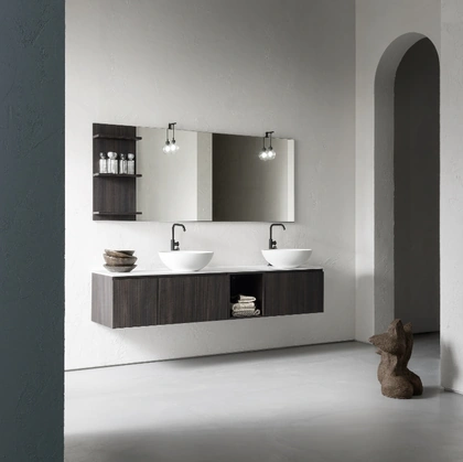 Mobile da Bagno sospeso in nobilitato effetto legno B-GO BG012 di Compab