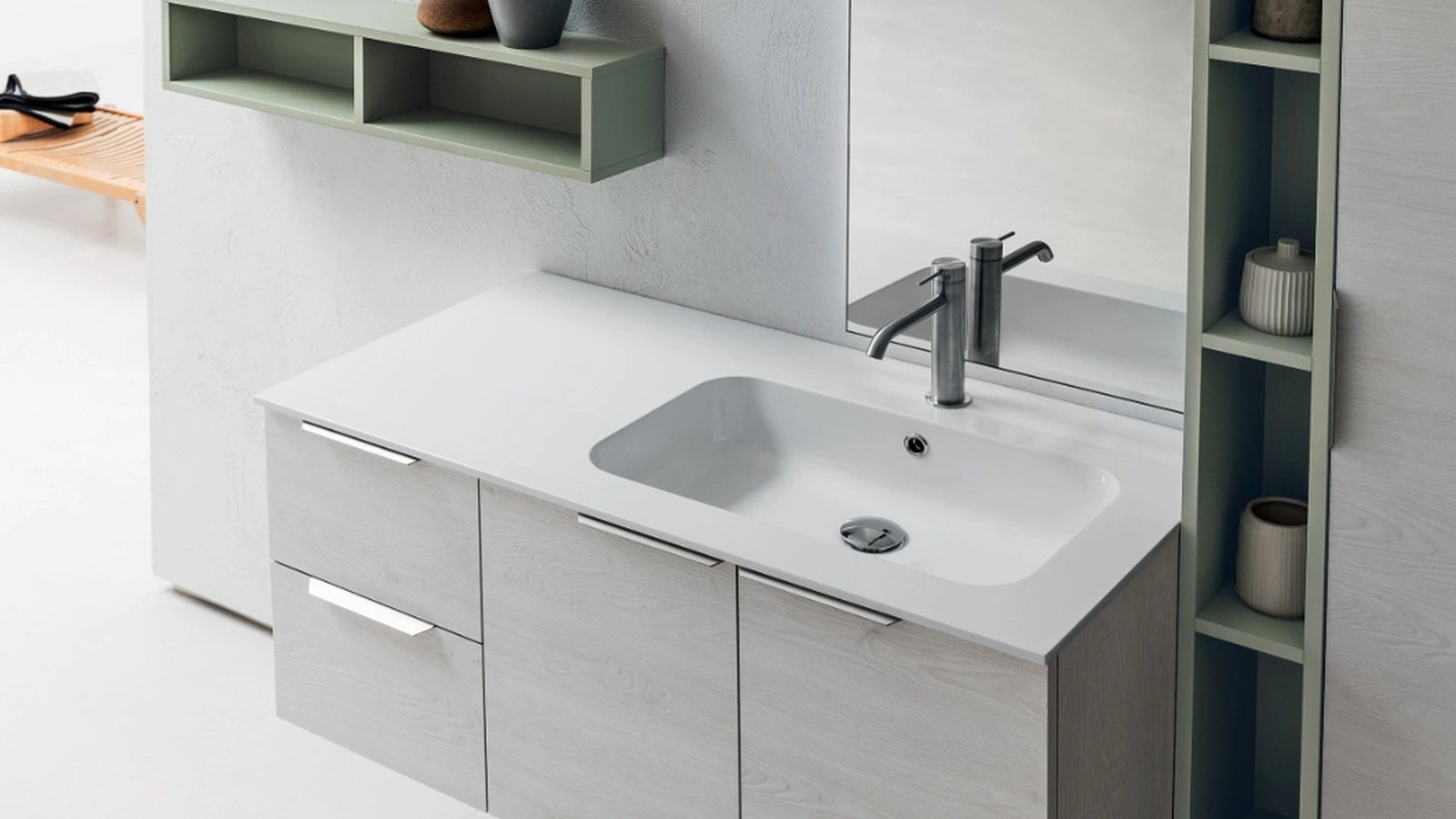 Mobile da Bagno sospeso in nobilitato e laccato opaco B201 BD008 di Compab