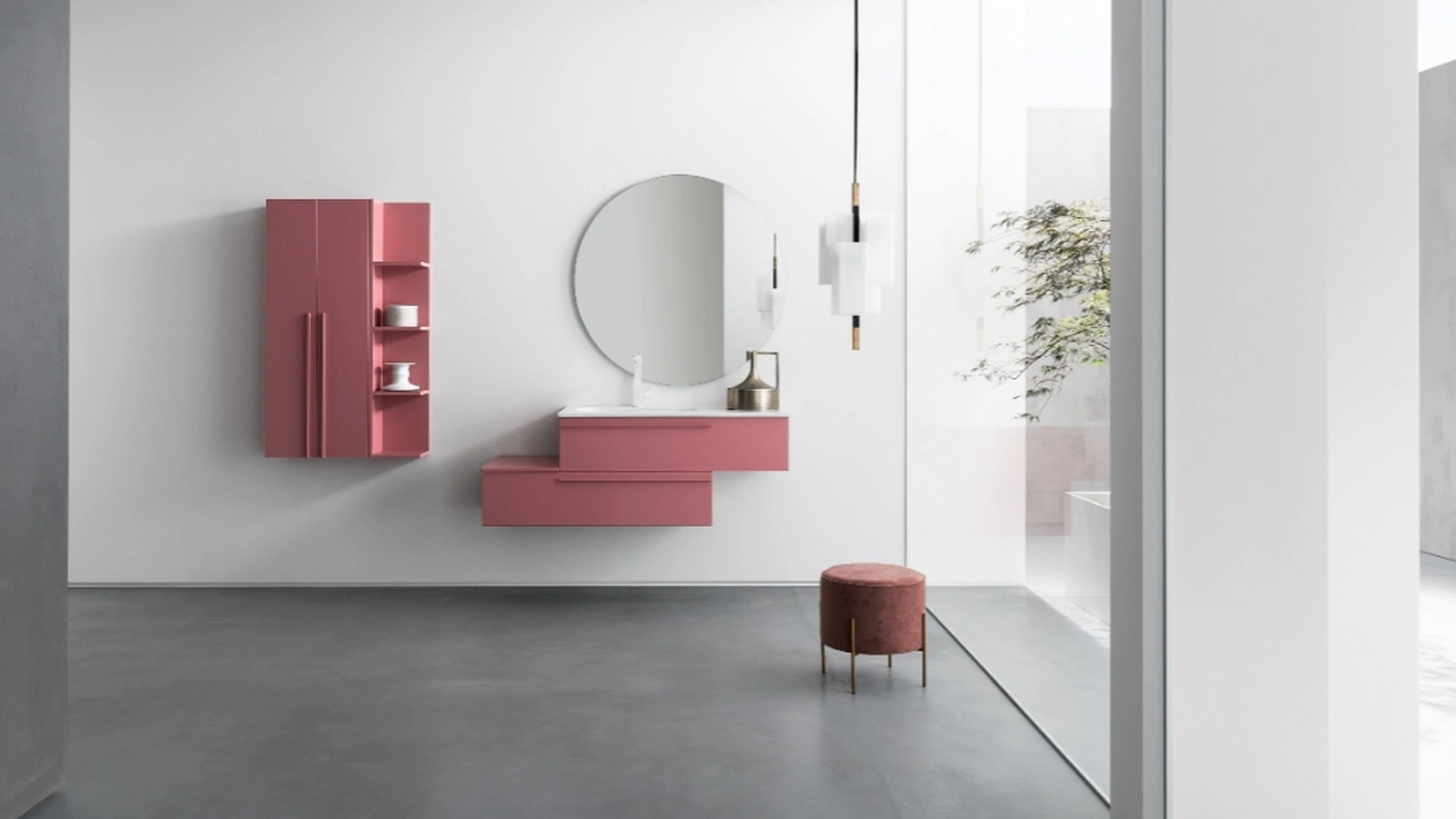 Mobile da Bagno sospeso in laccato opaco B201 BD017 di Compab