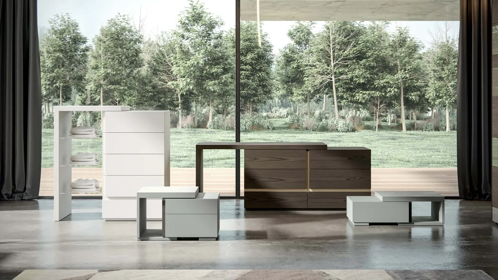 Gruppo Notte Flos in laccato e legno di Veneran