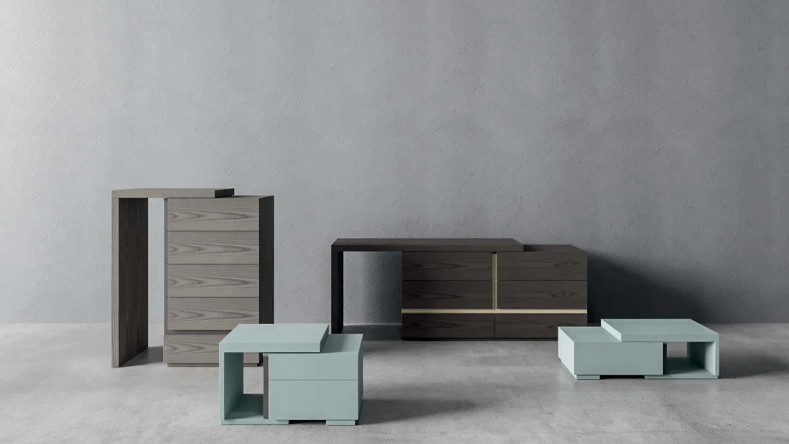 Gruppo Notte Flos in laccato e legno di Veneran