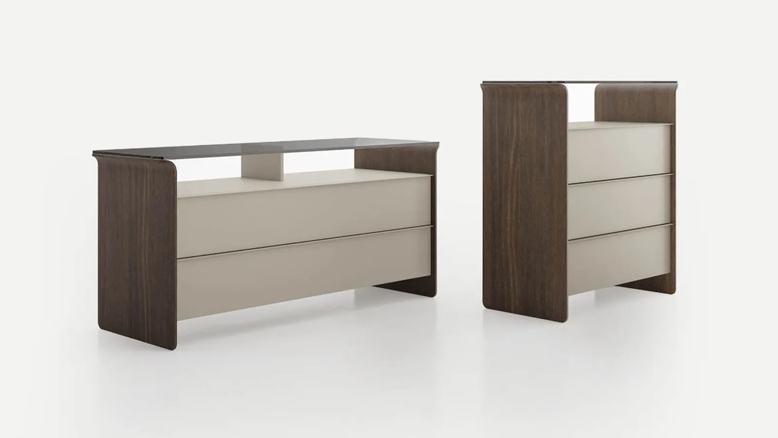 Comò Nota in laccato e legno di Pianca