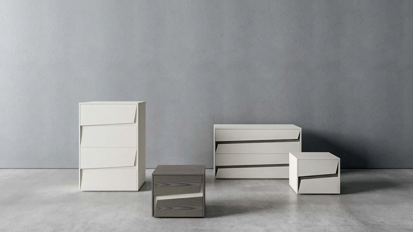 Gruppo Notte Diagonal in laccato opaco o legno di Veneran