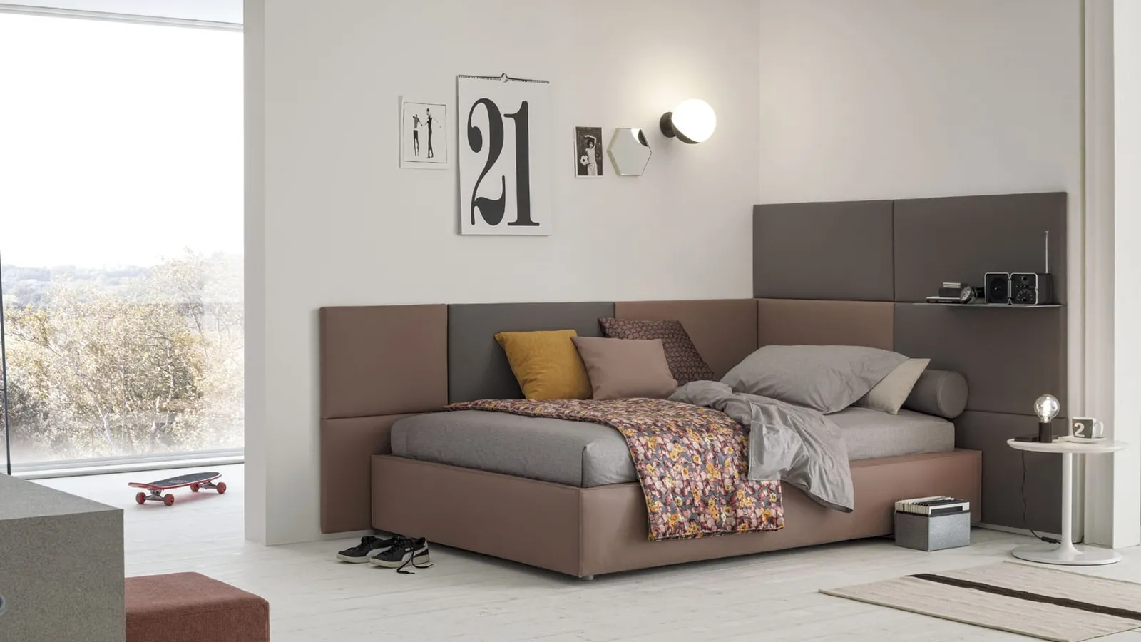 Letto sommier Boiserie Piazza e Mezza in tessuto di V&Nice