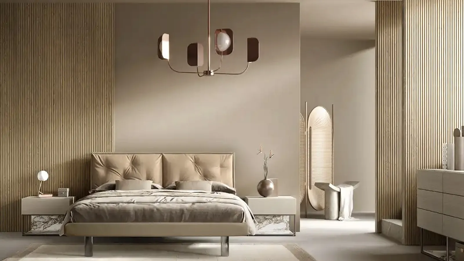 Letto Cross M16 con testiera in tessuto imbottito di Moretti Compact Giorno Notte