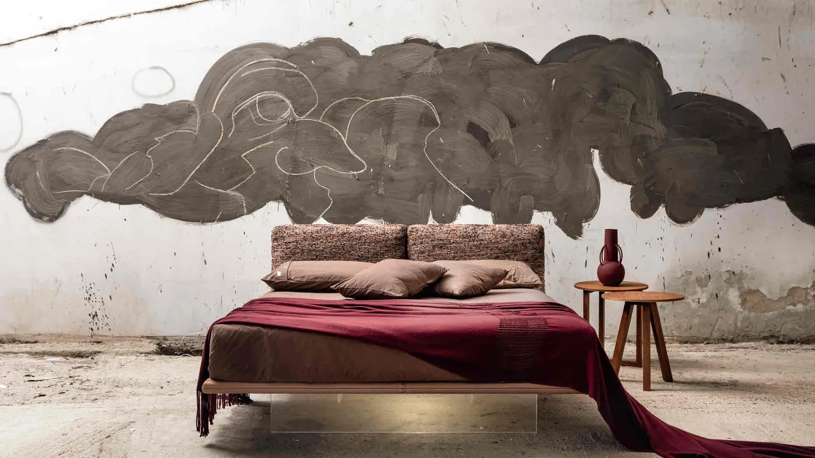 Letto con testiera imbottita Filo 2 di Veneran