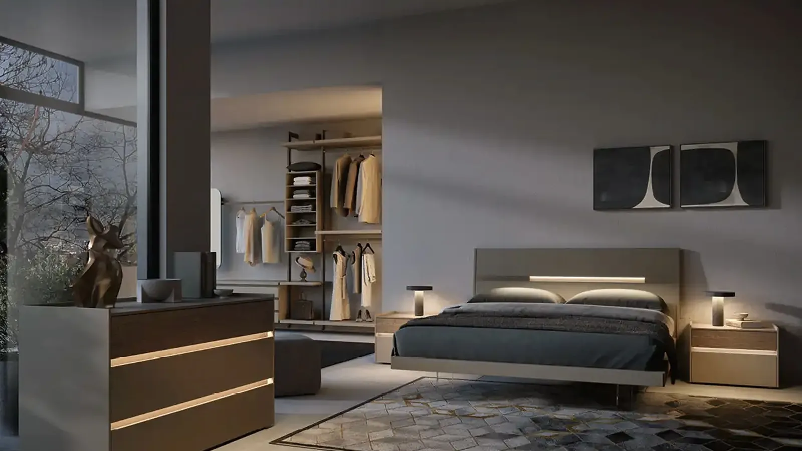 Letto Gleam Z12 in laccato opaco di Moretti Compact Giorno Notte