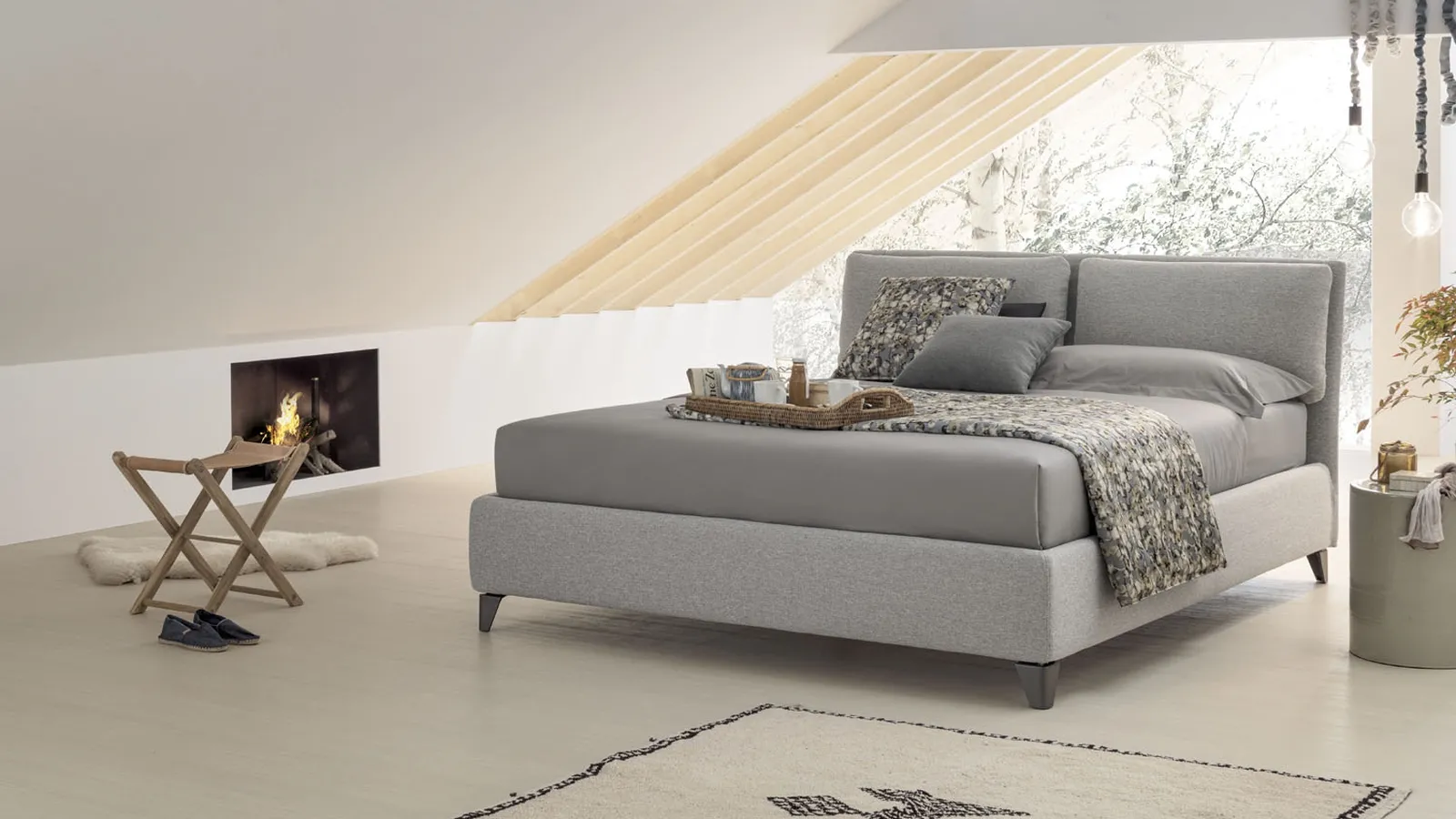 Letto con testiera e box contenitore Pitagora di V&Nice