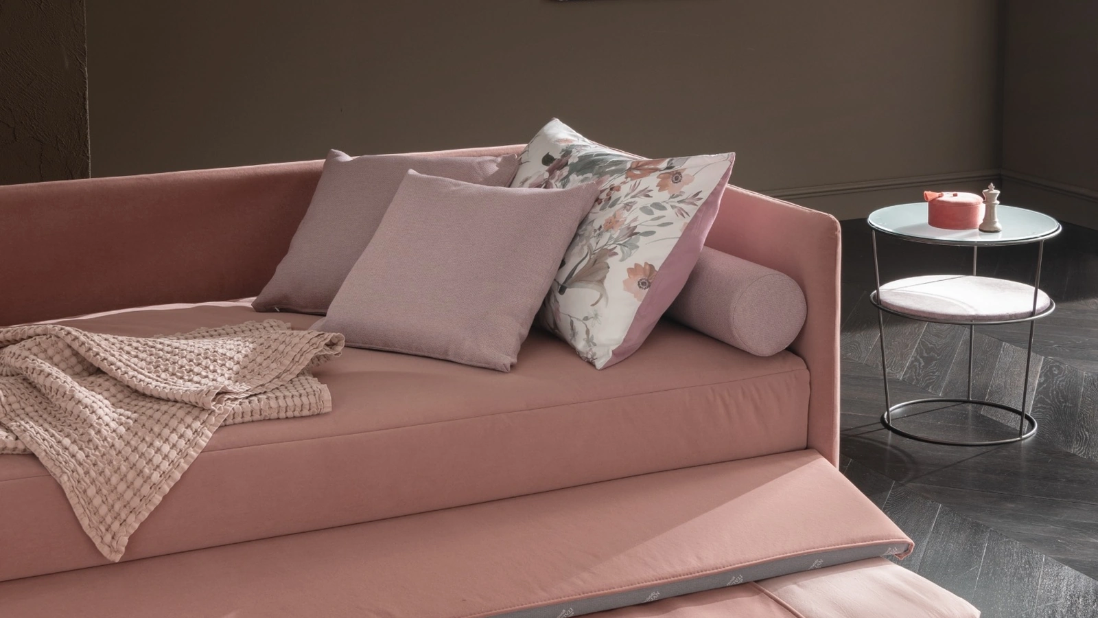 Letto singolo in tessuto Soul Young Teddy completo alto con letto estraibile di Altrenotti
