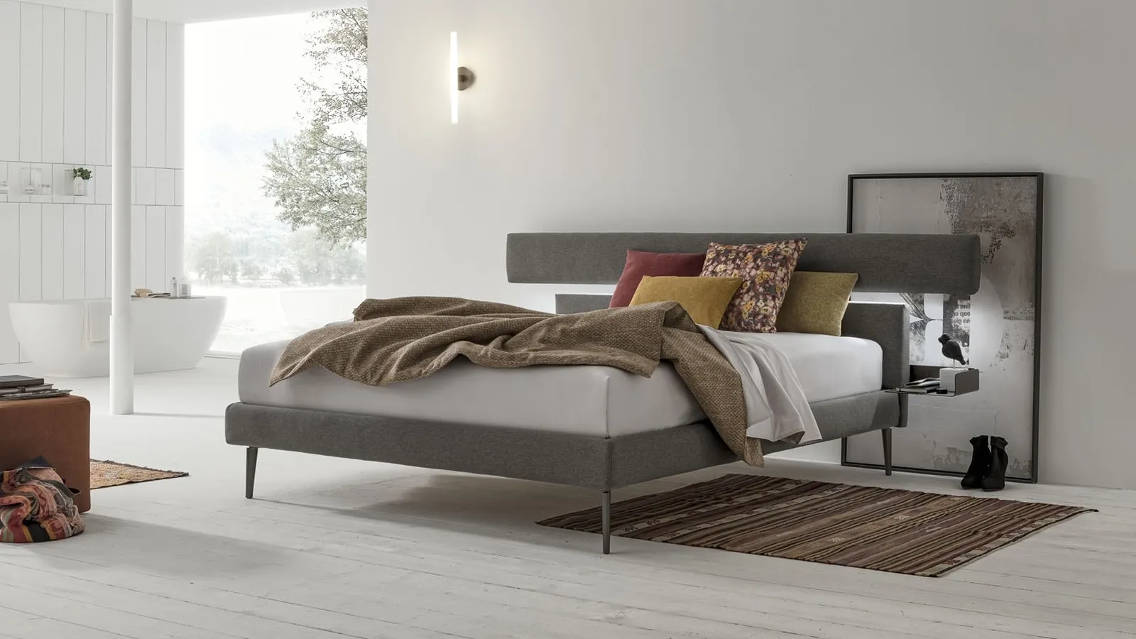 Letto in tessuto con testiera originale Denver di V&Nice