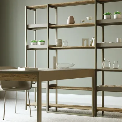 Libreria divisoria Tribeca 01 in metallo e Noce nodoso di Veneta Cucine