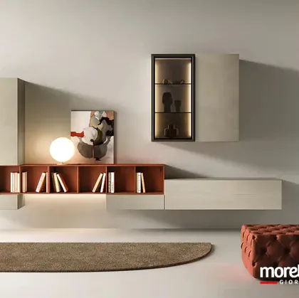 Parete Attrezzata sospesa Kosmos KC118 di Moretti Compact Giorno Notte