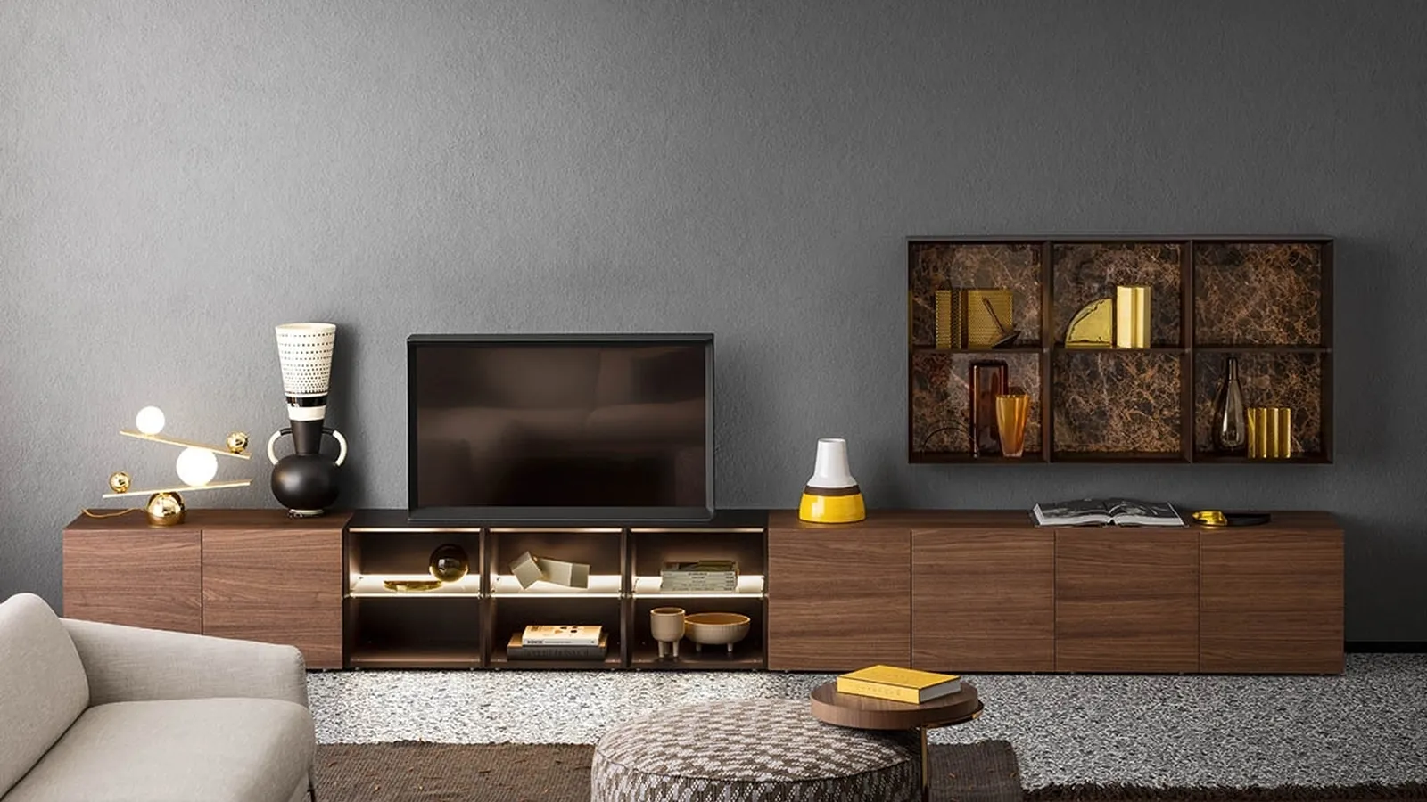 Parete Attrezzata People in legno Canaletto di Pianca