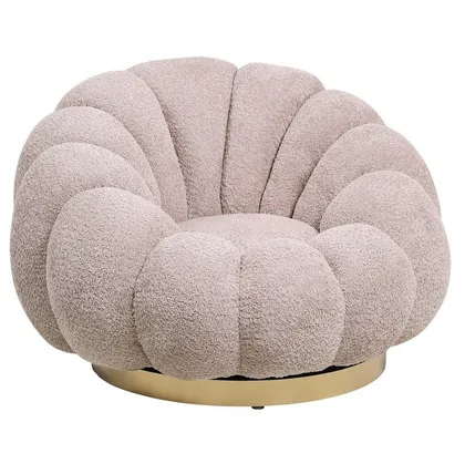 Poltrona girevole in tessuto effetto bouclé bianco Florel di Bizzotto