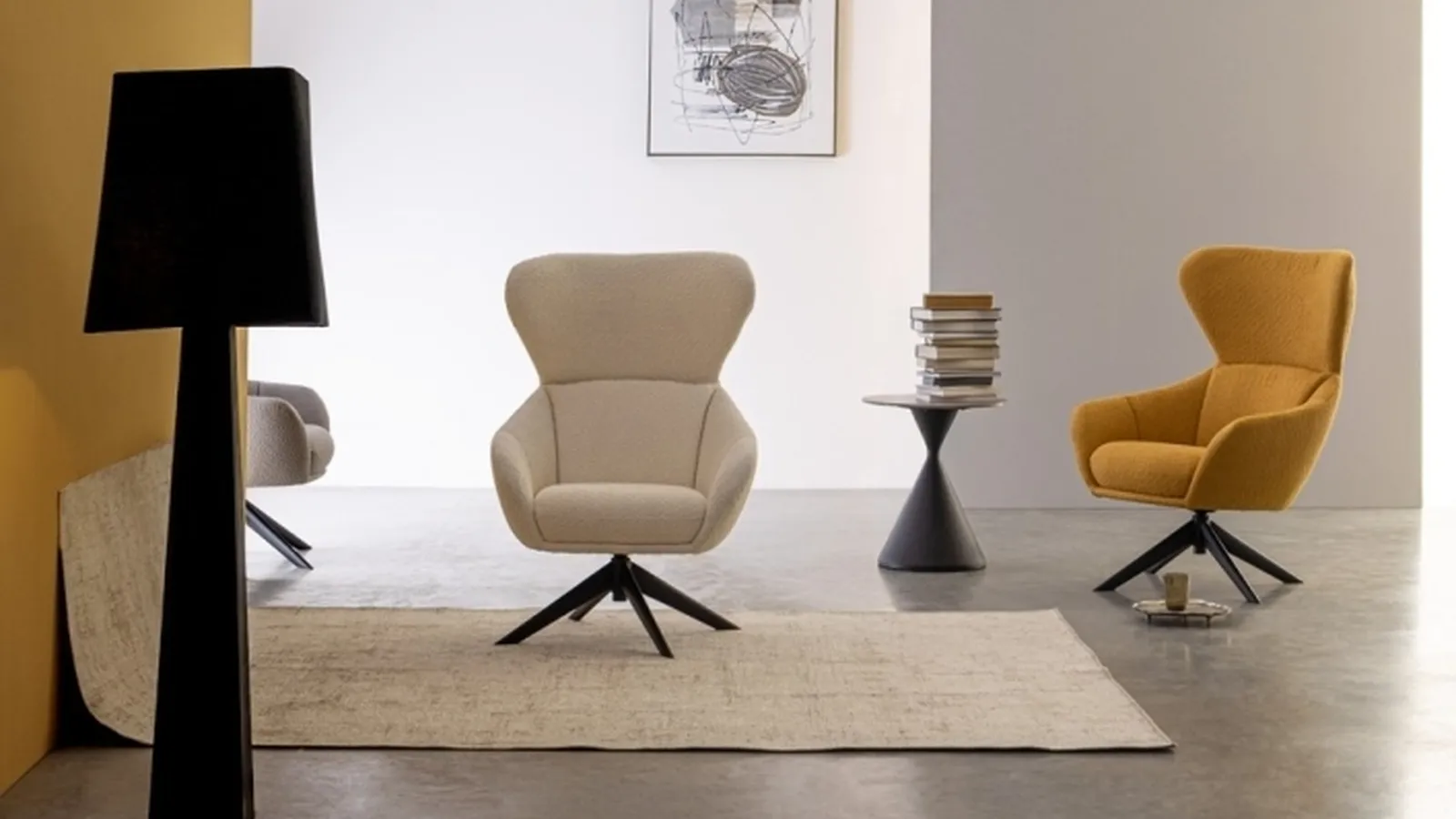 Poltrona girevole in tessuto Hailey di Bizzotto