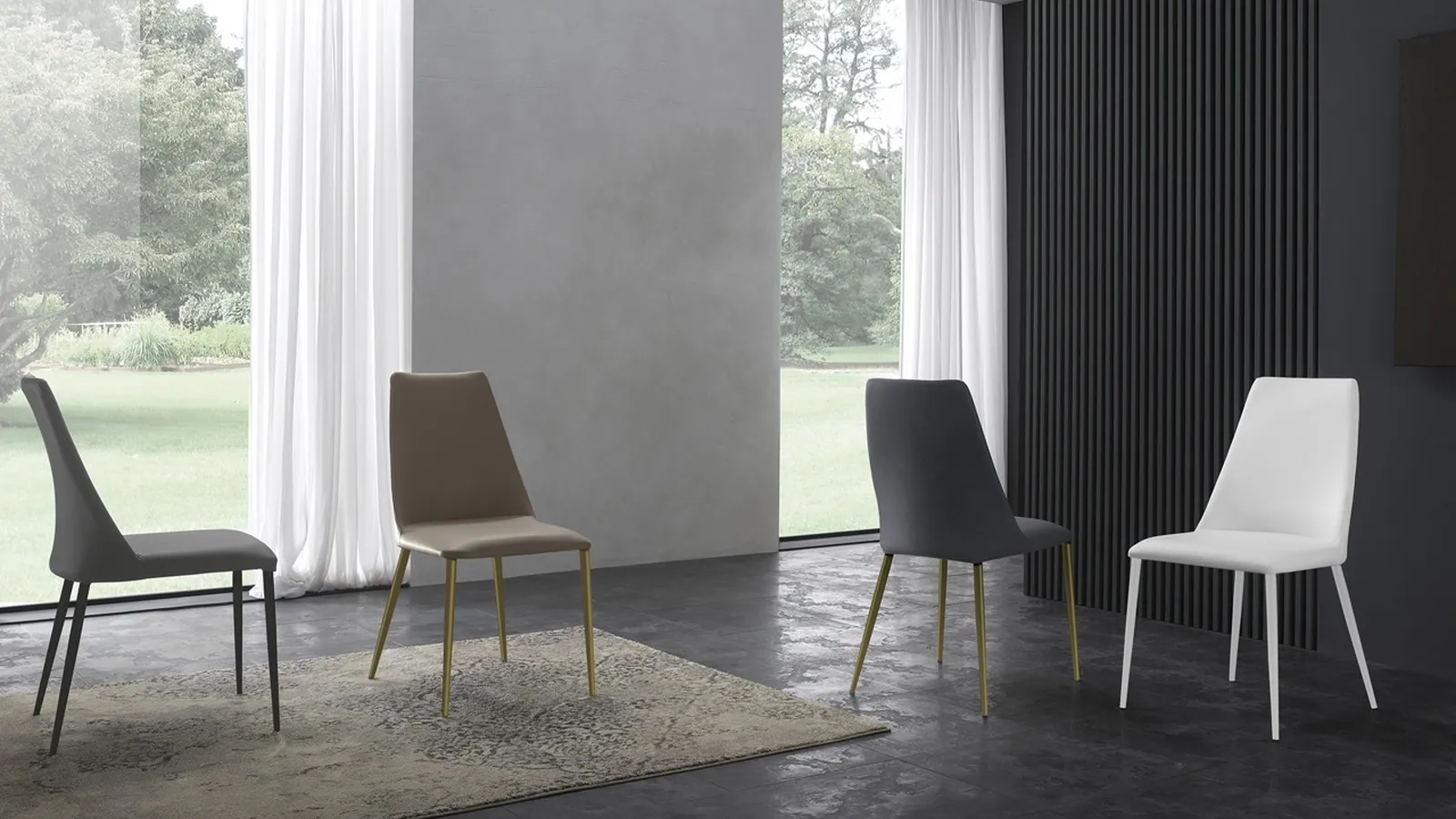 Sedia Branch in ecopelle o tessuto con struttura in metallo verniciato di Zamagna