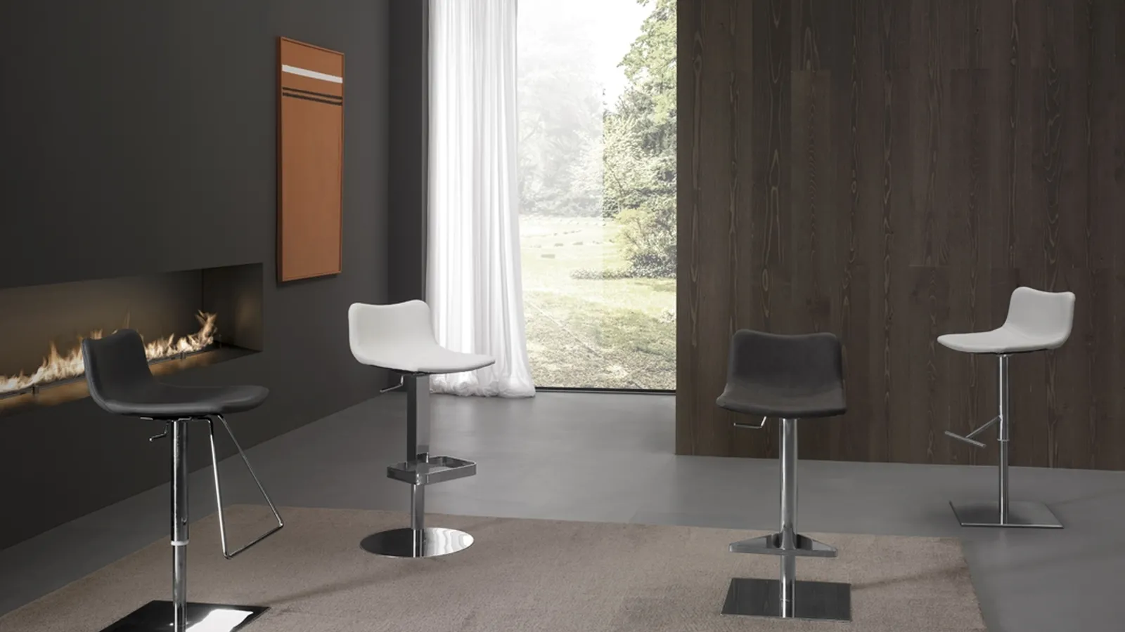 Sgabello Taxi C in ecopelle con struttura in metallo di Zamagna