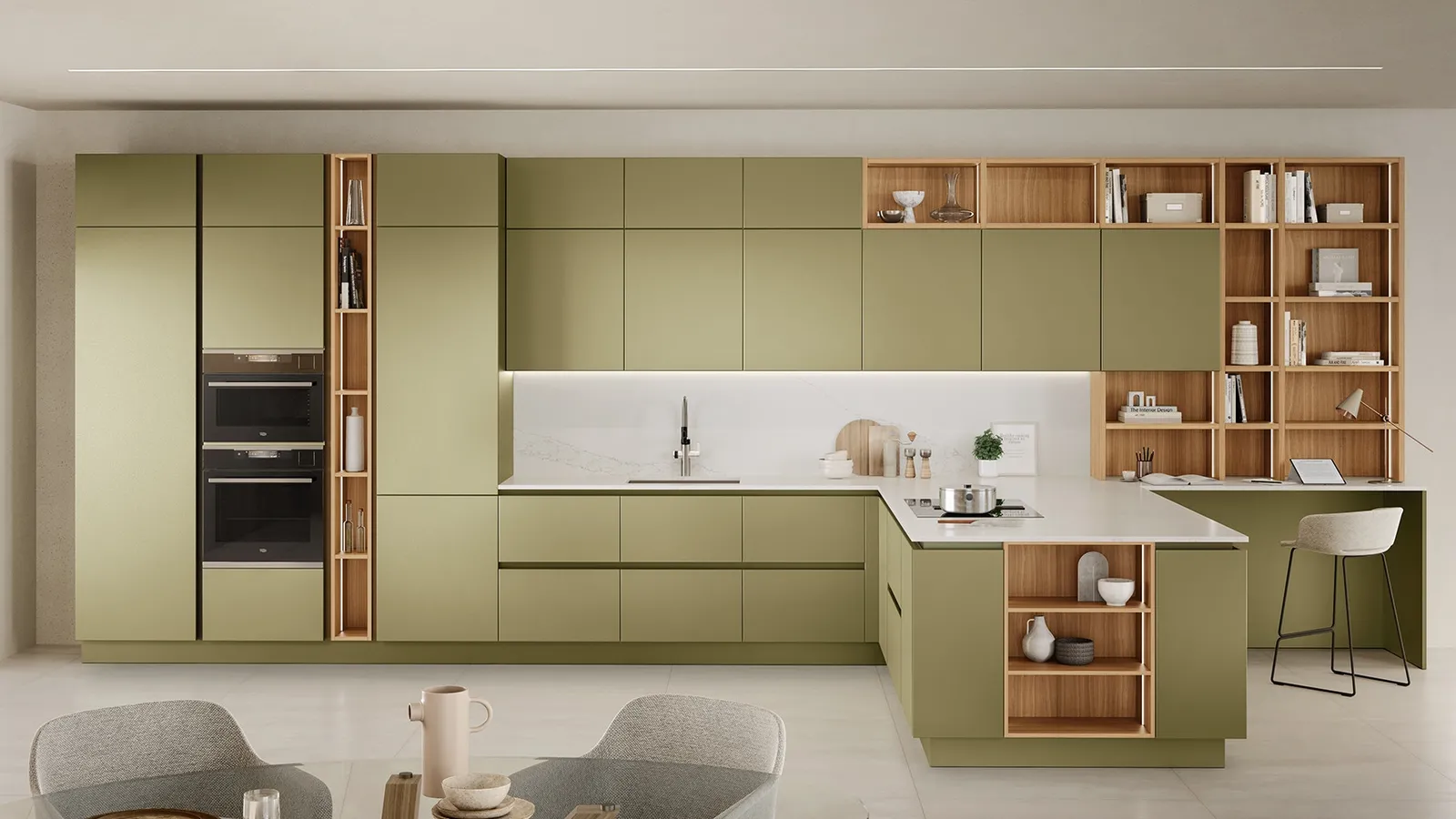 Cucina Moderna con penisola Oyster 02 di Veneta Cucine