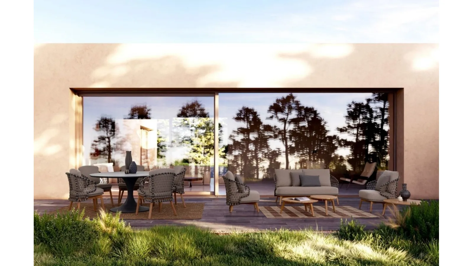 Arredo da esterno Eularia in tessuto e legno di teak di Bizzotto