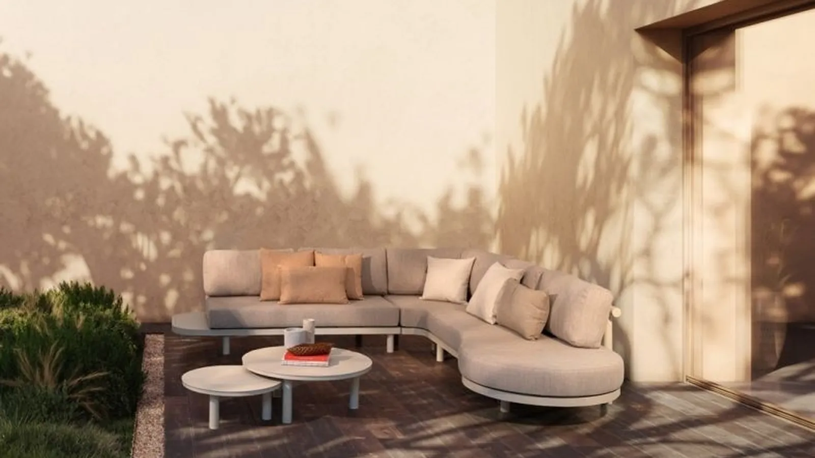 Divano angolare Hercules in alluminio e tessuto di Bizzotto