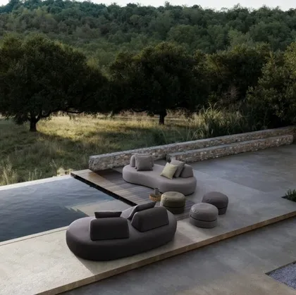 Pouf Gulizar in tessuto di Bizzotto