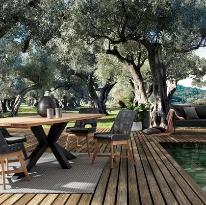 Tavolo in Teak riciclato e alluminio Ramsey di Bizzotto