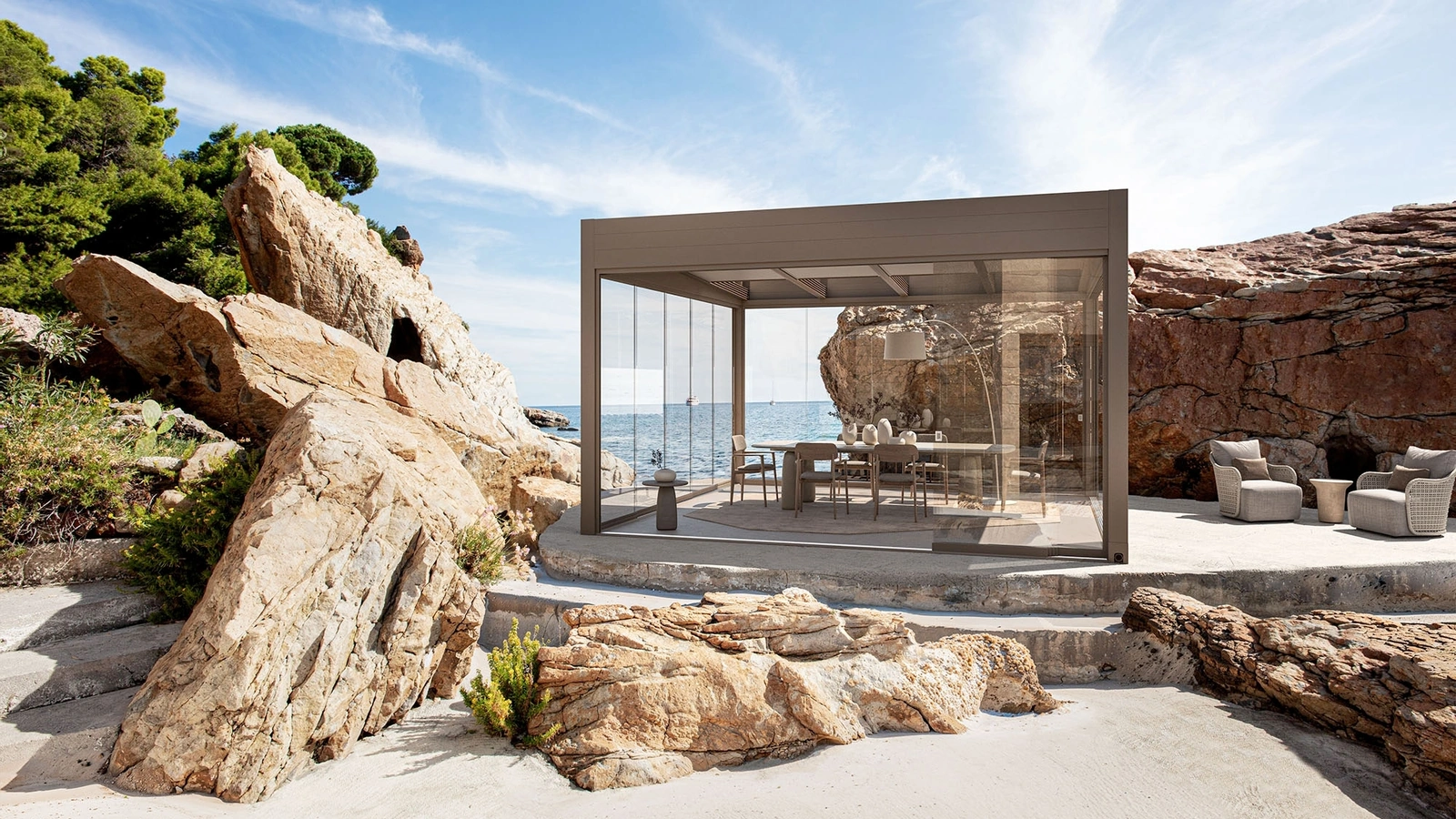 Pergola bioclimatica a isola Nesos di Protezioni