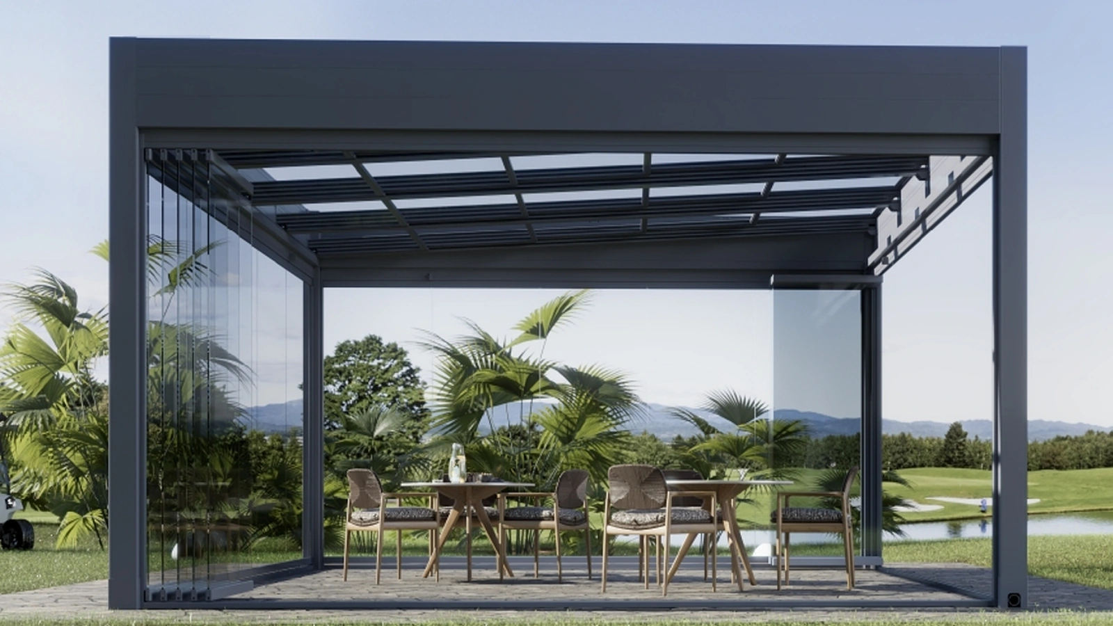 Pergola bioclimatica a isola Nesos di Protezioni