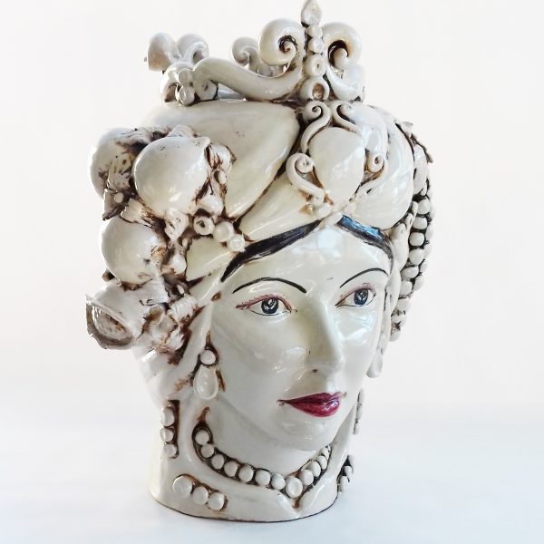 Testa di Moro Donna avorio in Ceramica di Caltagirone