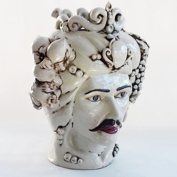 Testa di Moro Uomo Avorio in Ceramica di Caltagirone