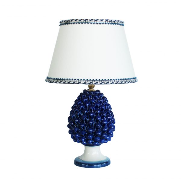 Lampada da comodino a pigna blu, Ceramiche di Caltagirone