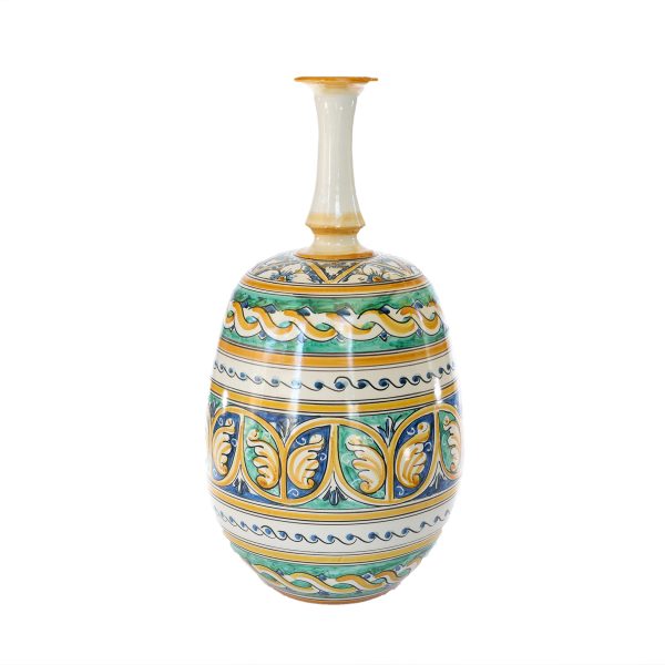 Bottiglia a collo lungo in Maiolica di Caltagirone