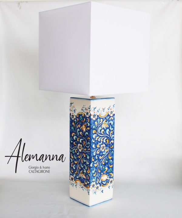 Lampada Quadrata in Ceramica di Caltagirone