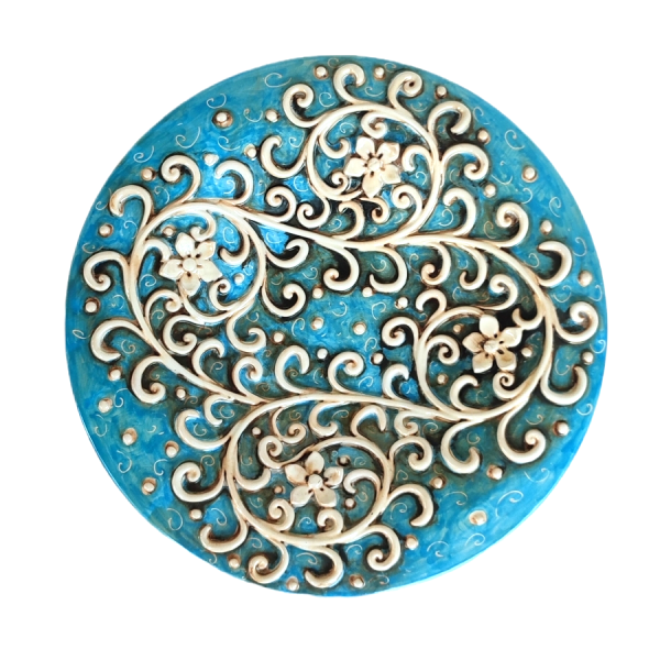 Piatto Applicato Antico in Ceramica di Caltagirone